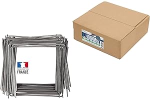 Flandria Lot de 100 Agrafes de paillage Ø3,7mm biseautées acier cranté 20x20x20cm