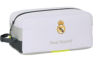 Safta Real Madrid EQUIPACIÓN 25/26 - Sac à Chaussures Moyen, Multifonction, Sport, extrascolaire, Football, Confortable et Polyvalent, 34 x 18 x 15 cm, Blanc, M, Décontracté