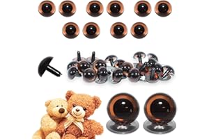 celloexpress 15mm Transparent Brown Crystal Eyes with Metal Backs - Safety Eyes for Soft Toy Teddy Bear Animal Making (Pack of 5 Pairs)