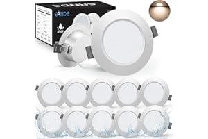 Eande Lot de 10 Spot LED Encastrable Extra Plat Blanc Naturel 4000K,IP44 5W 450LM 220V Spot Salle de Bain Pour Cuisine Chambre Salon, Extra Slim 25mm, Ø98mm,Trou 75-85mm, Rond Argent