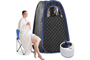 MEKTURM Full Size Portable Steam Sauna Tent, 1000W 2L Home Sauna Steam Home Spa Fast Pop-Up, Detox Therapy with 9 Temperature Settings, Home Use Relaxation and Detox