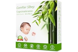 COMFIER SLEEP Coprimaterasso Lettino 40x90 Impermeabile 100% bambù Super Morbido Traspirante e Non Rumoroso Anallergico Antiacari Antibattericoe Completamente Elasticizzato Coprimaterasso Culla [40 x 90 cm]