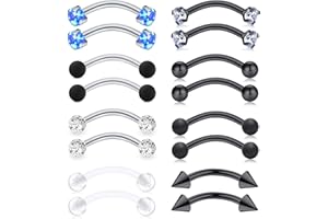 Mayhoop 16G Piercing Ceja Oreja Rook Acero Inoxidable Perla Bola Anillo Ceja Oreja Rook Snug Helix Cartílago Joyería de Piercing 8-10mm