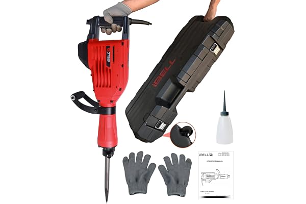 IBELL Electric Demolition Hammer DH45-20, 1500W, Copper Armature, 1900 BPM, 45J Impact Energy, Heavy Duty Concrete Breaker, 30mm HEX Chuck, 220V Wall & Floor Breaker Machine-6 Months Warranty