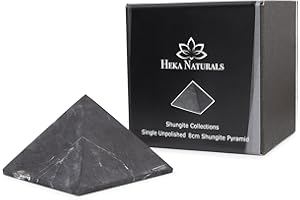 Heka Naturals Pyramide de Shungite non polie en Pierre Noire | Décoration de Bureau en Pierre de Shungite pour la Maison ou le Bureau - Pierres de Chakra, Cristaux de Guérison, Pyramide de Méditation