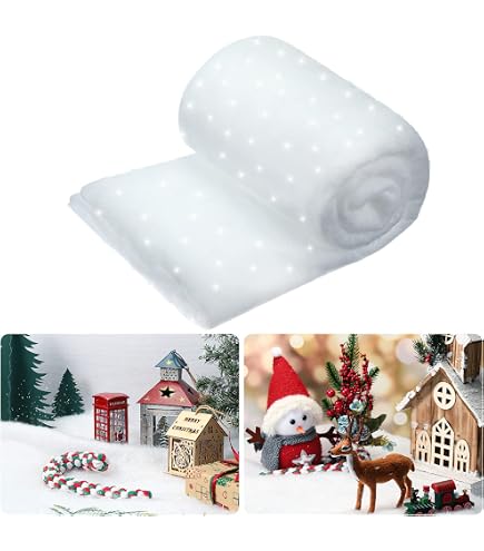 Pemmiproducts Tapis De Neige Spécial 1 X 25 M (EUR 5,56/ M²),Environ 20 Mm D'épaisseur, 25 M², Extra Douce Et Extra Moelleux, De La Neige Artificielle, Neige En Ouate, Ouate De Neige