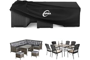 Kipiea Garden Furniture Covers, Square Outdoor Furniture Covers Waterproof, 420D Heavy Duty Oxford Garden Table Cover Windproof, Anti-UV for Chair & Table Patio Rattan Sofa Cover 200 x 200 x 90cm