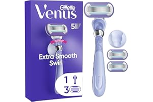 Gillette Venus Deluxe Smooth Swirl damska maszynka do golenia + 3 wkłady do golenia z technologią Flexiball, Lubrastrip z odrobiną witaminy E