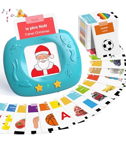 HOMESTEC - Cartes Flash Parlantes Espagnol, 144 Cartes (288 Mots), Thème Spatial, Jouet Éducatif 2-6 Ans, Montessori