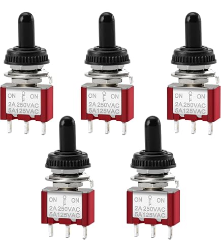 Gebildet 4er Set Wasserdichter Kippschalter 20 A / 12 V DC, DPDT, Ein-Aus-Ein, 3-polig, Inkl. 4 Schutzkappen