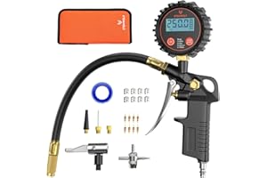 ETENWOLF T500 Digitaler Luftdruckprüfer, 0-17 Bar/250 PSI Reifenfüller Reifendruckprüfer, Kalibriert nach ANSI B40.7 Grade 2A, Luftdüse & Kompressorzubehör mit Aufbewahrungstasche