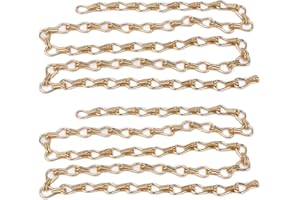 BAOFUYA 2Pcs Assembly Light Fixture Chain, One Meter Rustproof Heavy Duty Welded Chain Link for Hanging Planter Birdcage(Imitation gold)