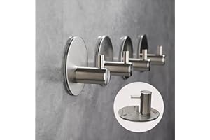 houskitch Ganchos Adhesivos Para Pared,5 Colgadores Adhesivos Resistentes, Perchas Adhesivas Para Baño o Cocina, Ganchos de Acero Inoxidable, Colgador de Pared Adhesivo, Resistencia y Durabilidad