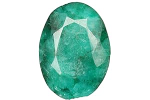 REAL-GEMS 20 mm Natural Green Emerald Gemstone, Oval Shape Zambian Emerald, Faceted 17.50 Ct Loose Emerald Stone
