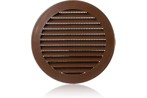 ABOUT VENT Ø 125mm Rejilla de Ventilación de Plástico ABS Marrón con Mosquitera - Rejillas de Ventilación Redondas