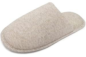 ofoot Damskie kapcie z bawełny ekologicznej, przytulna pianka memory, nadaje się do prania, na lato, do sypialni, gumowa podeszwa