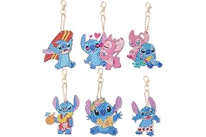 BSNRDX 5D Diamond Painting Keychain DIY Art Craft Painting with Diamonds Painting Keyring Keychain Gift for Women Girls Bag Purse Handbag Key Chain 6Pcs