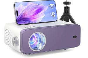 Mini Proyector Portatil WiFi Bluetooth 15000 Lumenes Full HD 1080P, VOPLLS Proyector Cine en Casa/Exterior Projector para Smartphone/PC/TV Stick HDMI USB con Trípode