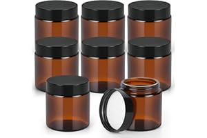 Winter Shore Pot Verre Ambré 120ml avec Couvercles Noirs (Lot de 8) - Pot A Bougie Vide - Petit Pot Vide Cosmétiques, Lotions, Maquillage & Onguent - Petit Contenant Voyage en Verre
