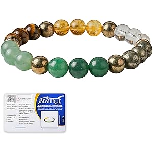 GEMSMANTRA Natural Healing Bracelets For Men & Women, Certified 8mm-10mm Beads for Money Magnet & Wealth Attraction, Prosperity, Success, Protection, Luck, Stress Relief & Emotional Balance