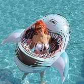 Inflatable Shark Float,Ride on Pool Party Lounge Toys for Kids Adults,Giant Inflatable Swimming Ring Swimming Pool Float Summ