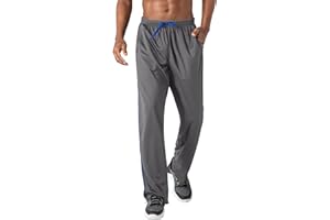 KEFITEVD Men's Lightweight Jogging Bottoms with Zip Pockets, Open Leg Cuffs, Mesh Fabric, Long, Breathable Sports Trousers, Soft Jogging Bottoms