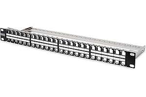 DIGITUS Panneau de Brassage - Modulaire - pour modules Keystone - 19 Pouces - 48 Ports - Blindé - Montage en Rack 1U - Noir