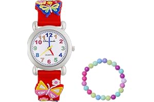 MUXIJIA Montre pour Enfants Fille, 3ATM Étanche Montre Mouvement à Quartz Montre Bracelet en Silicone pour Filles de 3 Ans à 10 Ans
