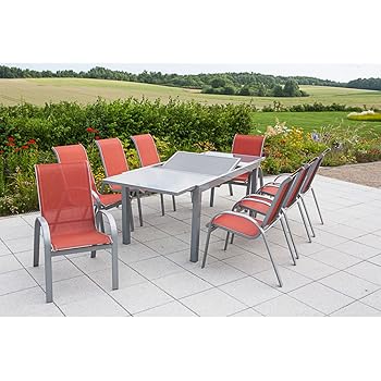 MERXX Gartenmöbel-Set Amalfi, silber/terracotta 9 tlg.: Amazon.de