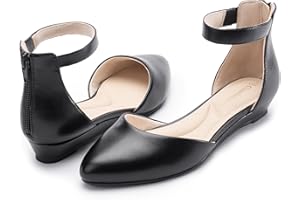 Cusolemore Angela damskie eleganckie płaskie buty z paskiem na kostce i niskim koturnie