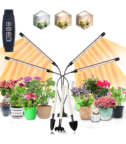 Lampe De Croissance LED 4 Têtes Avec Trépied - Spectre Complet, Minuterie 4/8/12h, 3 Modes, Réglable 40-160 Cm