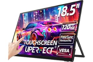 UPERFECT Portable Monitor 18.5" 120HZ Touchscreen 100% sRGB w/VESA, Ultra-Slim & Lightweight Frameless FHD FreeSync IPS HDR Gaming Display, Travel Second Monitor for Laptop