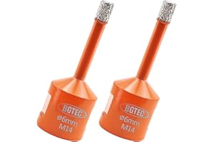 BGTEC Dry Diamond Core Drill Bits 2pcs Diameter 6mm for Porcelain Tile Ceramic Marble Brick with M14 Thread