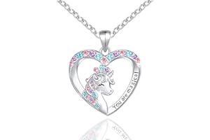 MAKOBLESSMOMO Einhorn Herz Halskette für Mädchen, You are Magical Einhorn Schmuck Geschenke für Mädchen Mütter Tochter Enkelin Nichte