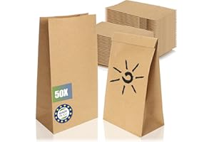 Robin Goods® - Bolsas de papel para envolver y regalar regalos de fiesta (26 x 14 x 8 cm, 50 unidades), color marrón