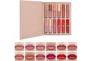 Zhiaek 12 Piezas Labiales Liquidos Mate Larga Duracion Pintalabios Permanente Hidratante Impermeable Regalo San Valentín Cumpleaños para Mujeres Novia Niña (12 Colores)