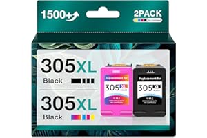 SHENGLANGFR 305 305 xl 305xl Inkjet cartucce inchiostro per Cartucce HP 305 Nero e Colore HP 305 xl inchiostro Stampante DeskJet 2700 2710 2720(2 Pack,Nero,Colore)