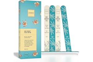Onsen Secret Japanese Nail File - Professional 6-Pack Nail Files, Double Sided Natural & Acrylic Nail Filers - 120/180 Grit - Disposable, Salon Smooth, Best Nail File for Shiny Nails