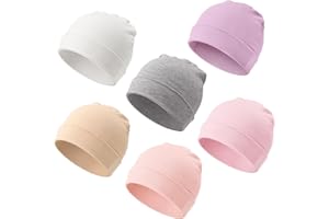 DRESHOW 6 Pezzi Unisex Bambino Berretti Neonato Ragazzi Ragazze Morbido Carino Cappello Caldo Ospedale Nursery Berretto per Bambini 0-24 Mesi