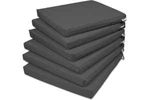 ‎ROLLMAYER Rollmayer Set of 6 Chair Cushions, Seat Cushions for the Home and Garden, Vivid Collection (Dark Graphite 61, 40x40x4cm)