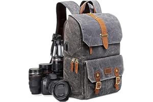 UBAYMAX Camera Backpack Bag for Canon Nikon Sony DSLR SLR Lens, Professional Photographer Canvas Camera Rucksack Bag with Laptop Compartment, Tripod Holder, USB Charging Port