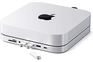 ‎SATECHI SATECHI 7 W 1 USB-C Hub do Mac Mini M2/M1, Podstawka i Adapter Wieloportowy z Czytnikiem Kart Micro/SD, USB 3.0 i Gniazdo Audio 3,5 mm (Nie dla Mac Mini M4) – Srebrny