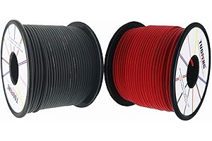 TUOFENG 20 AWG Electrical Wire [60 Meter Black Wire And 60 Meter Red Wire] Flexible Silicone Wire 0.52mm² Stranded wire Cable Spool of Tinned copper wire