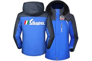 MYYLY Giacca Softshell Impermeabile da Uomo per Servizio Vespa, Giacca Antivento Casual Invernale, Foderata in Pile,con Cappuccio,Antivento,Cappotti Caldi Termici,Sci,Montagna,Blue-XL