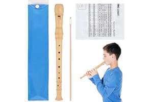 YOFAPA Blockflöte aus Holz,blockflöte kinder,8-Loch-Flöte mit Reinigungsstab-Griffführung, Tonhöhenverstellbare Sopranblockflöte Holzblockflöte im deutschen für Stil Anfänger