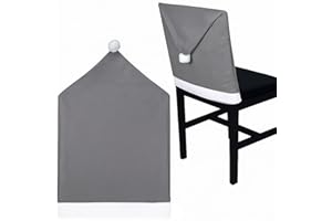 Przydasie Stuhlhussen Weihnachten Deko Weihnachtsmütze Stuhlhusse Weihnachten Nikolausmütze Stuhlabdeckung Stuhlbezug Stuhlüberzug einfach, Grau