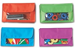 Learning Resources Pochettes de rangement magnétiques (ensemble de 4), maternelle ressources, pochette aimantée tableau, classe rangement, pochette aimantee