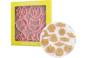 PTAIZJJZ 8 Emporte Pièces Halloween Moule Halloween Cookie Stamp Set En Plastique Pressage Pâtisserie Cookie Moulage Gaufrage DIY Cuisson Décor