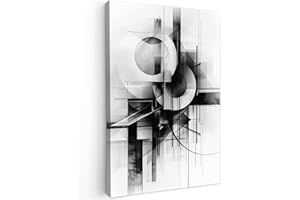 MuchoWow© Impression sur Toile Decoration Murale Peinture 80x120 cm Reproductions de Tableaux Decoratifs Muraux Déco Chambre Tableau Salon Abstrait - Art - Moderne - Noir Et Blanc