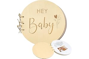 AFFEGIFTS Wooden Baby Shower Guest Book, 40 Pages Baby Shower Book to Sign Baby Shower Keepsake Guestbook for The Baby and Advice for New Parents Moms-to-Be